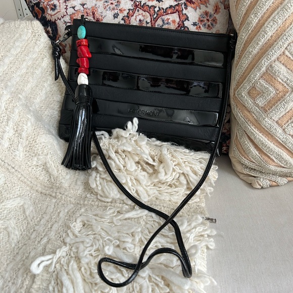 COPY - Peter Kent Genuine Leather Tassel Stones Clutch Crossbody Bag - Picture 2 of 8